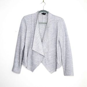 CLUB MONACO Textured Wool Blend Open Blazer Space Dye Gray Size Large